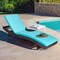 Costway Patio Rattan Folding Lounge Chair Chaise Adjustable W/White\Turquoise Cushion